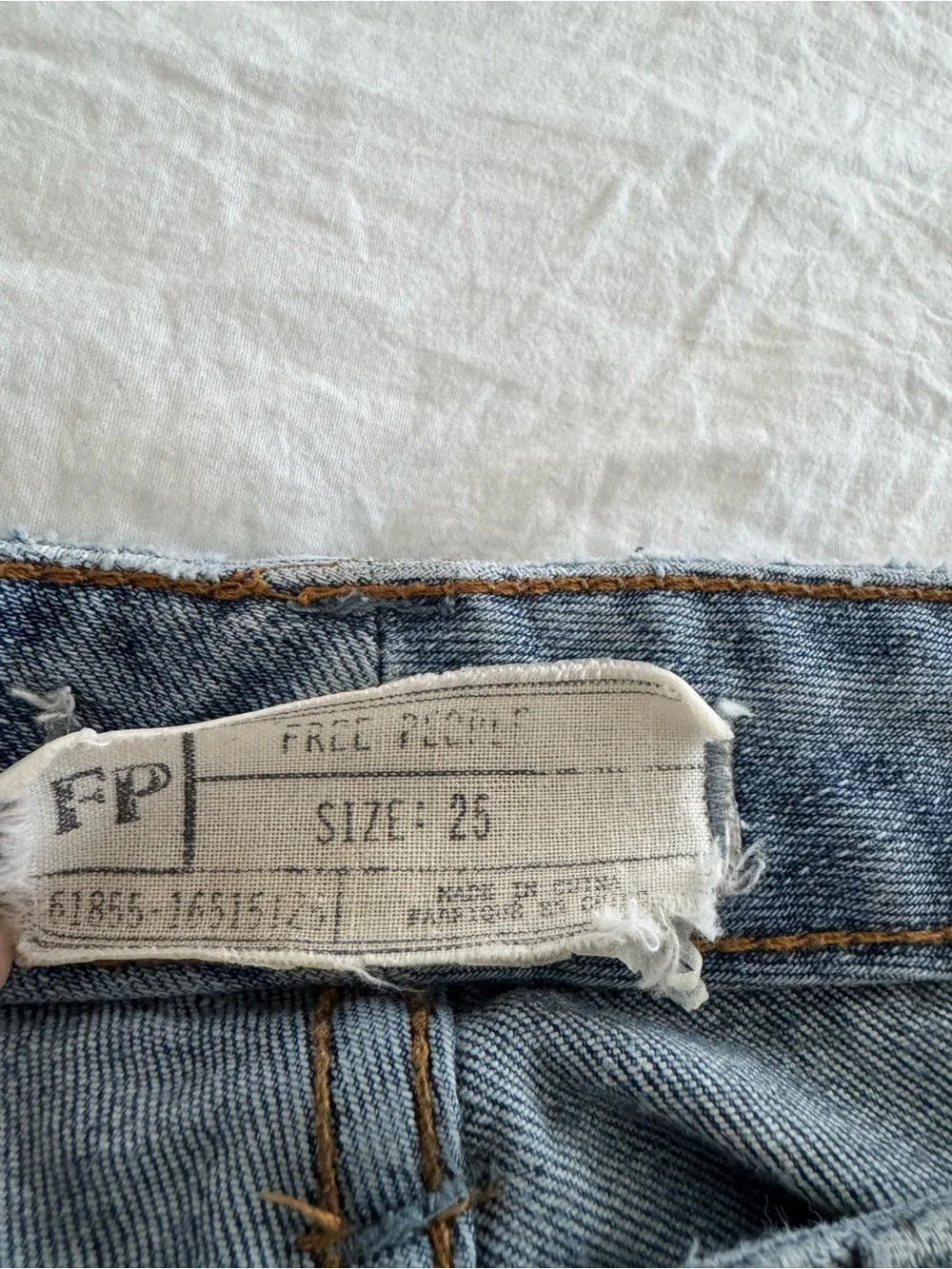 Free People Patchwork Skinny Ankle Jeans Raw Hem Colorblock Denim Size 25